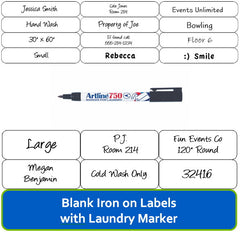Blank Iron On Labels with Laundry Marker