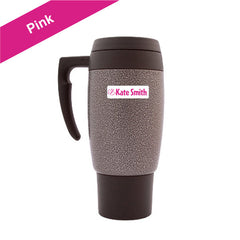Mini Waterproof Stick-Ons - White w/ Pink Text