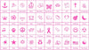 Standard Waterproof Stick-Ons - White w/ Pink Text