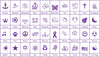 Standard Waterproof Stick-Ons - White w/ Purple Text